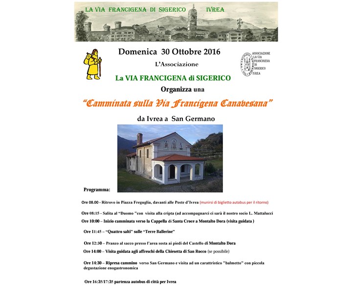 CAMMINATA SULLA VIA FRANCIGENA CANAVESANA DA IVREA A SAN GERMANO